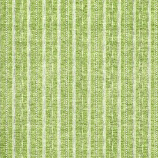 Lime Green And Ivory Striped Washable Area Rug With UV Protection Photo 2