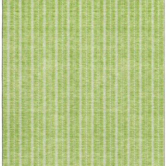 Lime Green And Ivory Striped Washable Area Rug With UV Protection Photo 2