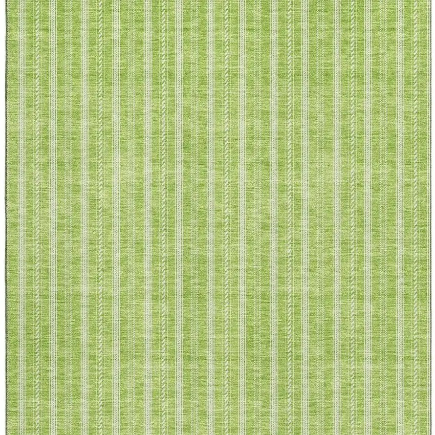 Lime Green And Ivory Striped Washable Area Rug With UV Protection Photo 2