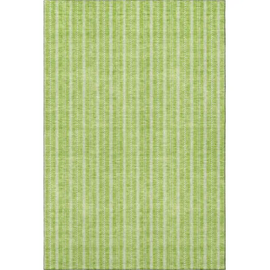 Lime Green And Ivory Striped Washable Area Rug With UV Protection Photo 3