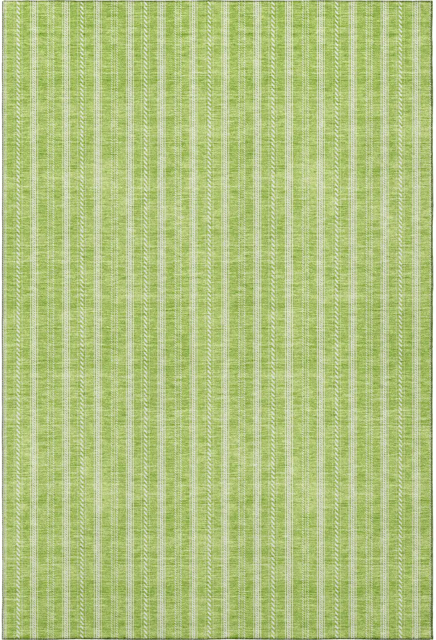 Lime Green And Ivory Striped Washable Area Rug With UV Protection Photo 3