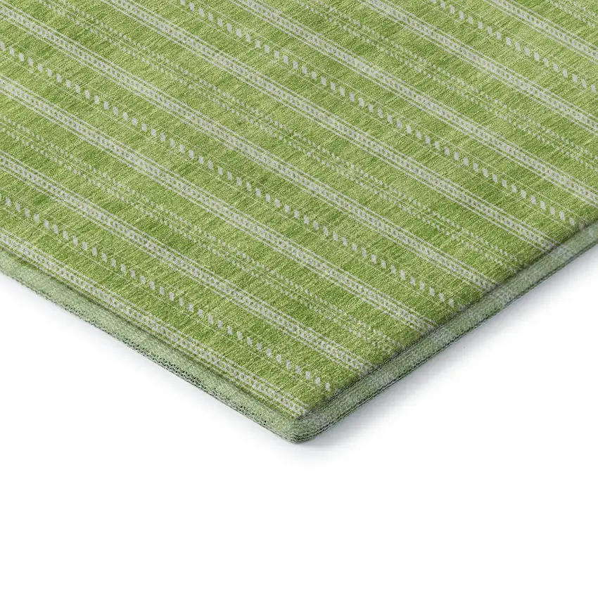 Lime Green And Ivory Striped Washable Area Rug With UV Protection Photo 7