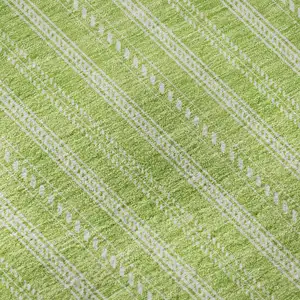 Photo of Lime Green And Ivory Striped Washable Area Rug With UV Protection