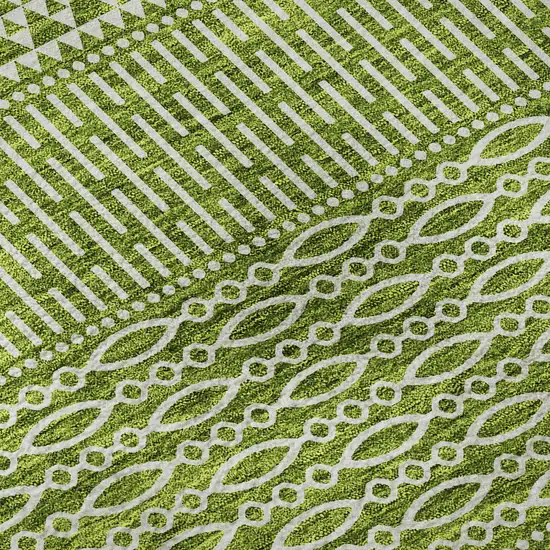 Lime Green And Ivory Striped Washable Area Rug With UV Protection Photo 9
