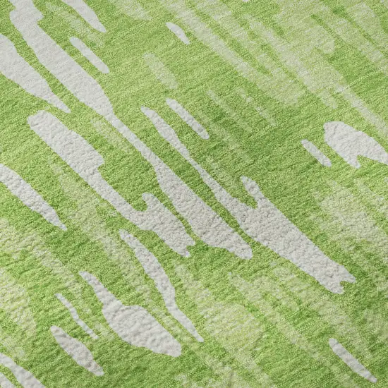 Lime Green And Ivory Striped Washable Area Rug With UV Protection Photo 9