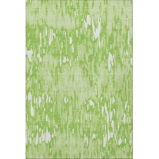 Lime Green And Ivory Striped Washable Area Rug With UV Protection Photo 3
