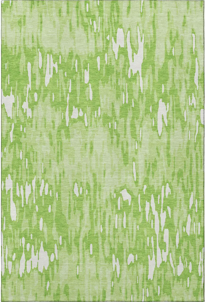 Lime Green And Ivory Striped Washable Area Rug With UV Protection Photo 3