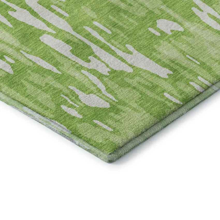Lime Green And Ivory Striped Washable Area Rug With UV Protection Photo 7