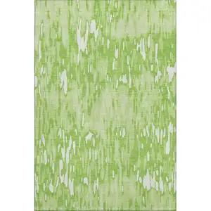 Photo of Lime Green And Ivory Striped Washable Area Rug With UV Protection
