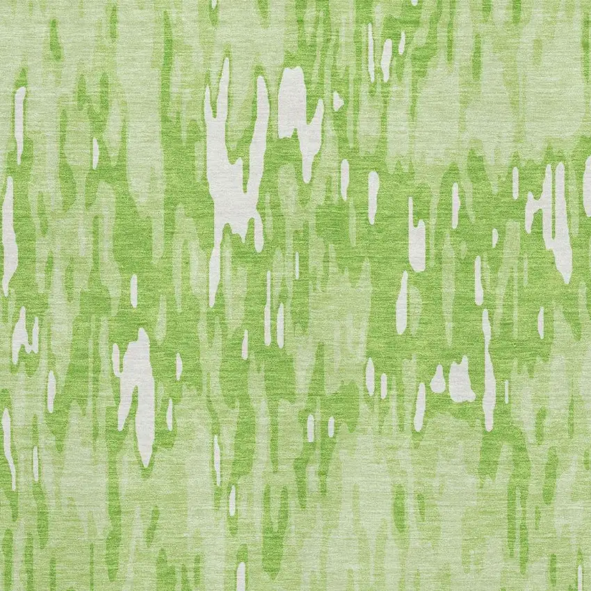 Lime Green And Ivory Striped Washable Area Rug With UV Protection Photo 2