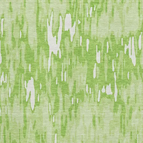 Lime Green And Ivory Striped Washable Area Rug With UV Protection Photo 2