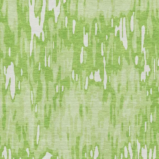Lime Green And Ivory Striped Washable Area Rug With UV Protection Photo 2