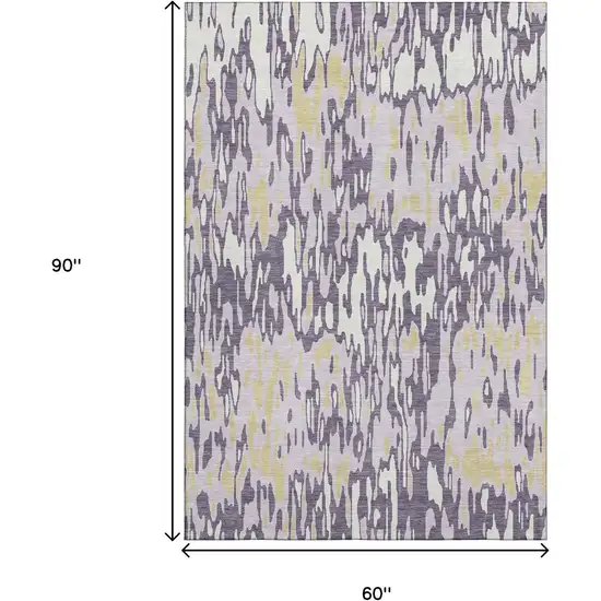 Lime Green And Ivory Striped Washable Area Rug With UV Protection Photo 9