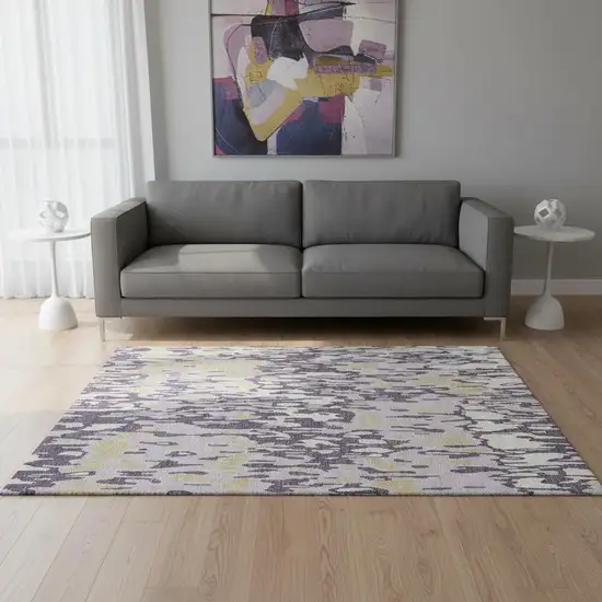 Lime Green And Ivory Striped Washable Area Rug With UV Protection Photo 2