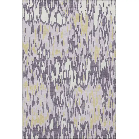 Lime Green And Ivory Striped Washable Area Rug With UV Protection Photo 2