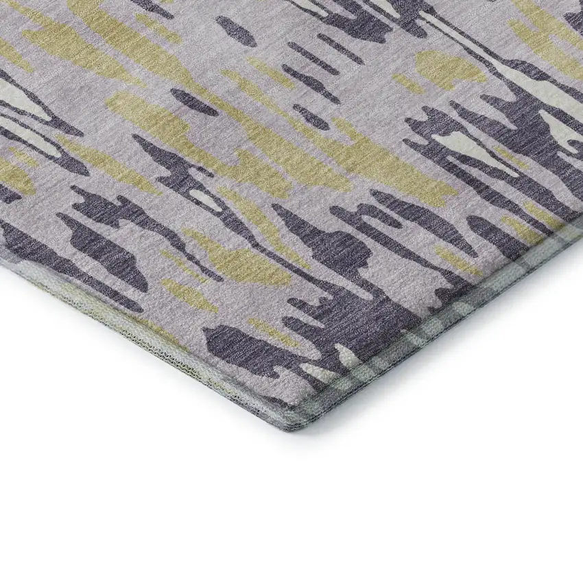 Lime Green And Ivory Striped Washable Area Rug With UV Protection Photo 6