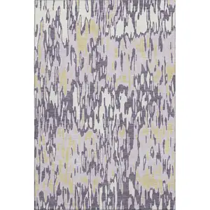 Photo of Lime Green And Ivory Striped Washable Area Rug With UV Protection