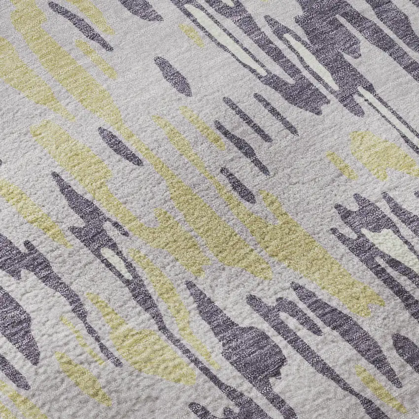 Lime Green And Ivory Striped Washable Area Rug With UV Protection Photo 9