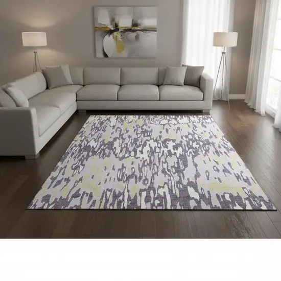 Lime Green And Ivory Striped Washable Area Rug With UV Protection Photo 2