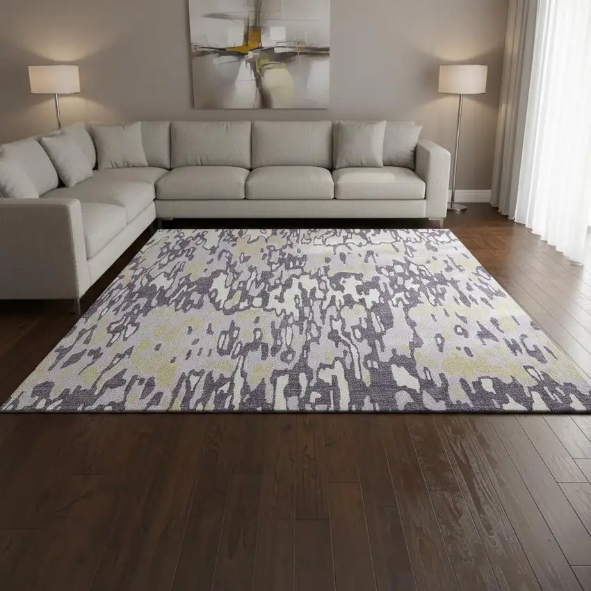 Lime Green And Ivory Striped Washable Area Rug With UV Protection Photo 2