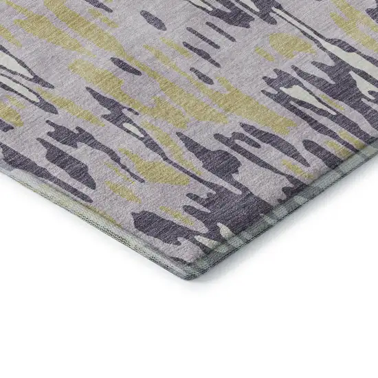 Lime Green And Ivory Striped Washable Area Rug With UV Protection Photo 7