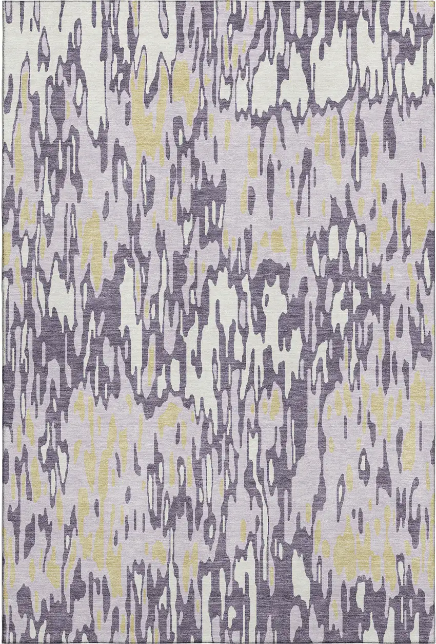 Lime Green And Ivory Striped Washable Area Rug With UV Protection Photo 1