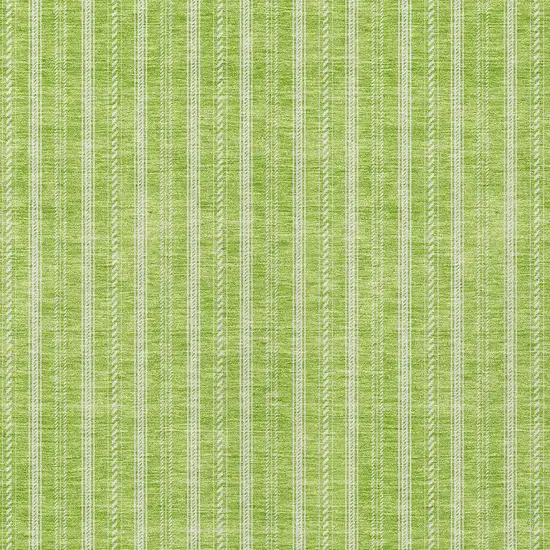 Lime Green And Ivory Striped Washable Indoor Outdoor Area Rug Photo 5
