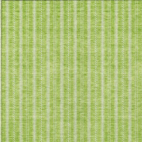Lime Green And Ivory Striped Washable Indoor Outdoor Area Rug Photo 5