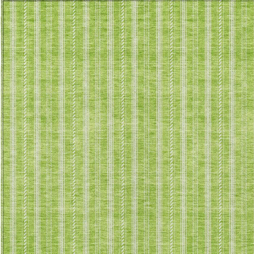 Lime Green And Ivory Striped Washable Indoor Outdoor Area Rug Photo 5