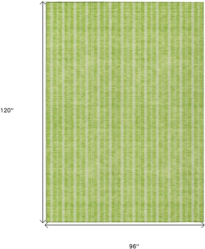 Lime Green And Ivory Striped Washable Indoor Outdoor Area Rug Photo 3