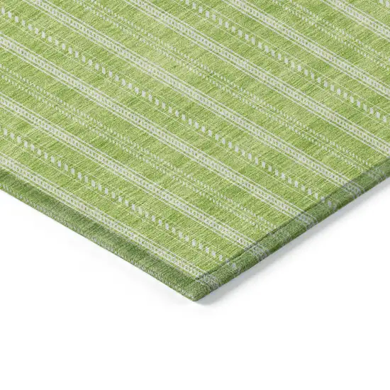 Lime Green And Ivory Striped Washable Indoor Outdoor Area Rug Photo 4