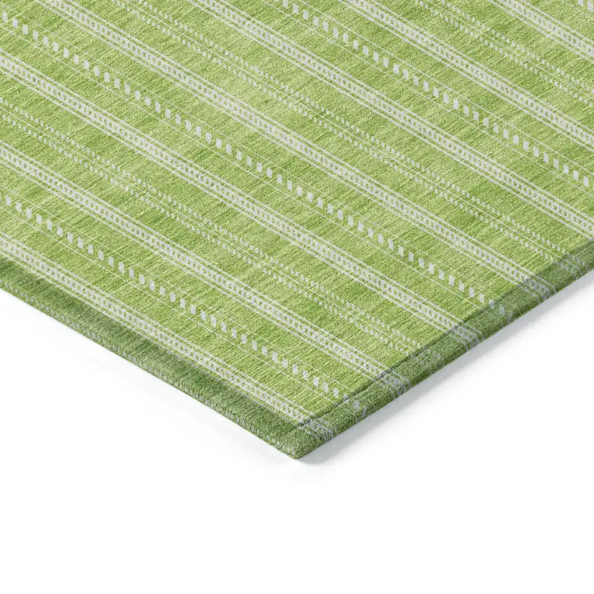 Lime Green And Ivory Striped Washable Indoor Outdoor Area Rug Photo 4
