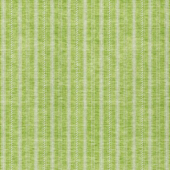 Lime Green And Ivory Striped Washable Indoor Outdoor Area Rug Photo 5