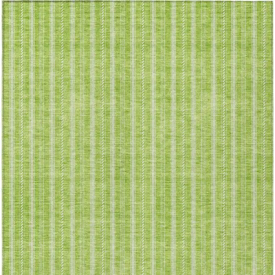 Lime Green And Ivory Striped Washable Indoor Outdoor Area Rug Photo 6