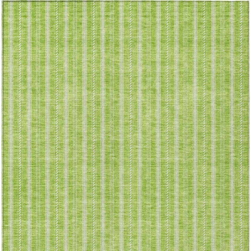 Lime Green And Ivory Striped Washable Indoor Outdoor Area Rug Photo 6