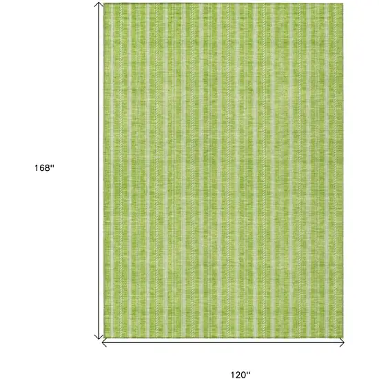 Lime Green And Ivory Striped Washable Indoor Outdoor Area Rug Photo 3
