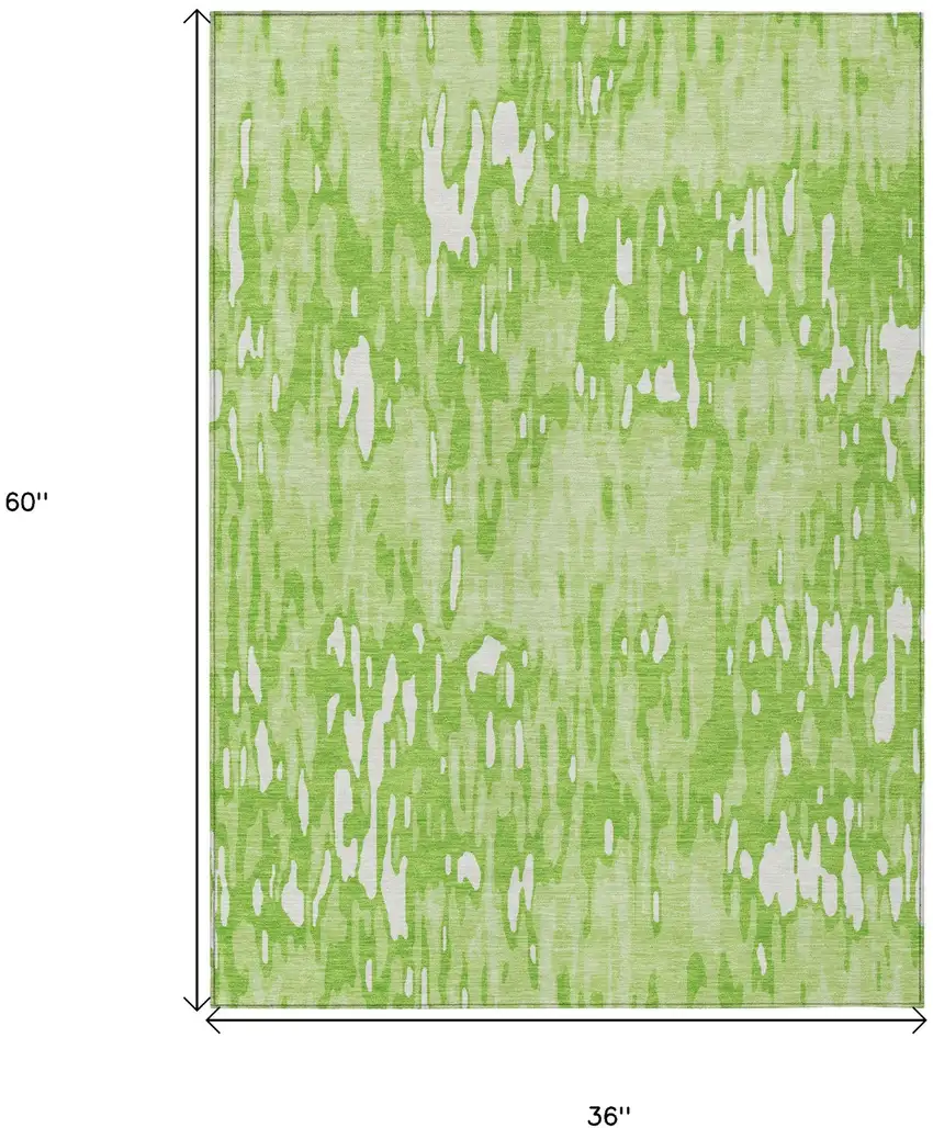 Lime Green And Ivory Striped Washable Indoor Outdoor Area Rug Photo 3