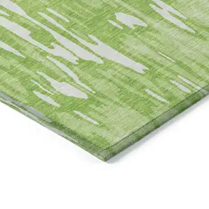 Photo of Lime Green And Ivory Striped Washable Indoor Outdoor Area Rug