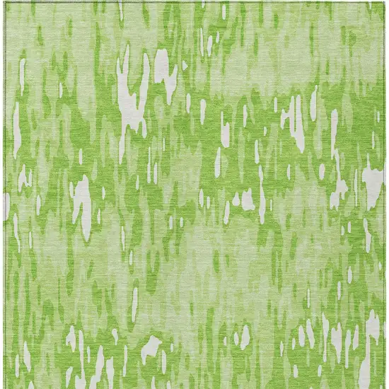 Lime Green And Ivory Striped Washable Indoor Outdoor Area Rug Photo 5