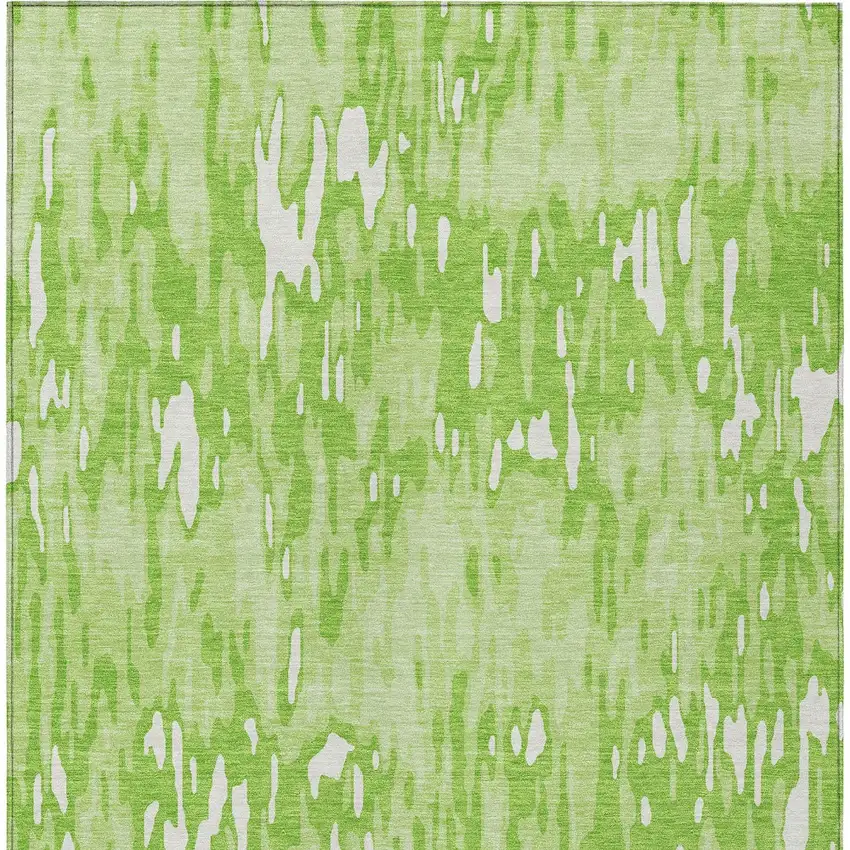 Lime Green And Ivory Striped Washable Indoor Outdoor Area Rug Photo 5