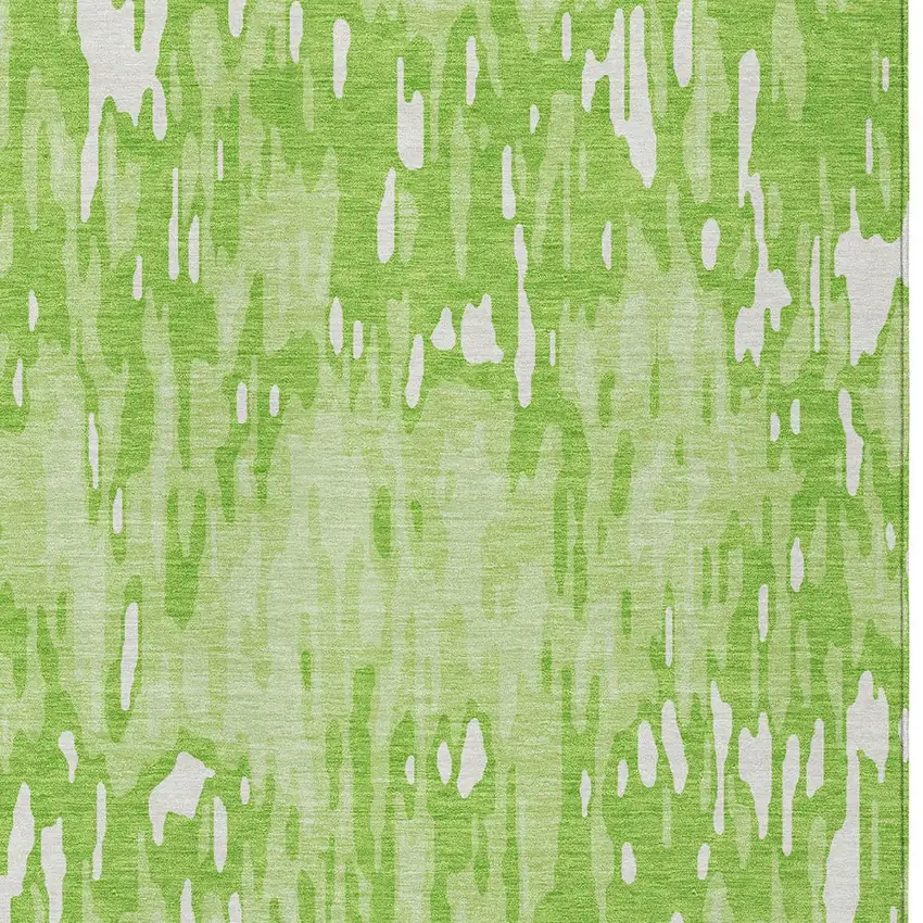 Lime Green And Ivory Striped Washable Indoor Outdoor Area Rug Photo 5
