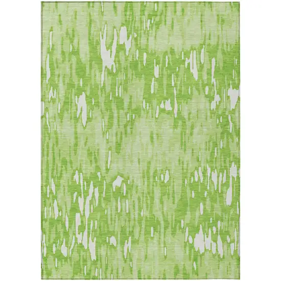 Lime Green And Ivory Striped Washable Indoor Outdoor Area Rug Photo 2