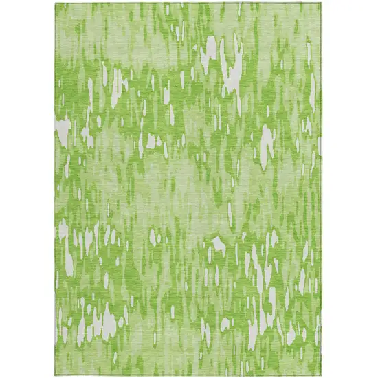 Lime Green And Ivory Striped Washable Indoor Outdoor Area Rug Photo 5