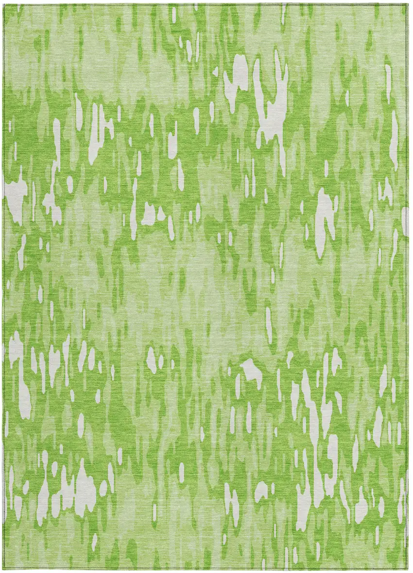 Lime Green And Ivory Striped Washable Indoor Outdoor Area Rug Photo 5