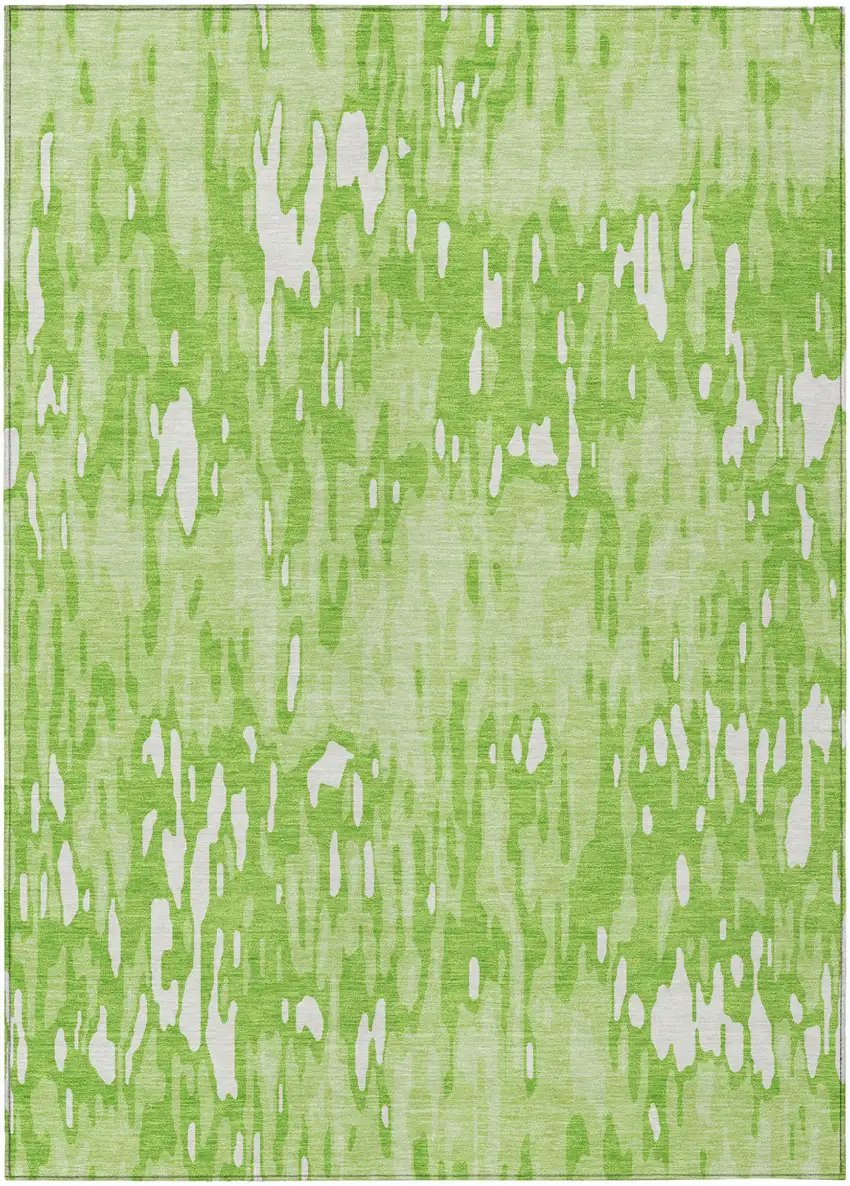 Lime Green And Ivory Striped Washable Indoor Outdoor Area Rug Photo 2
