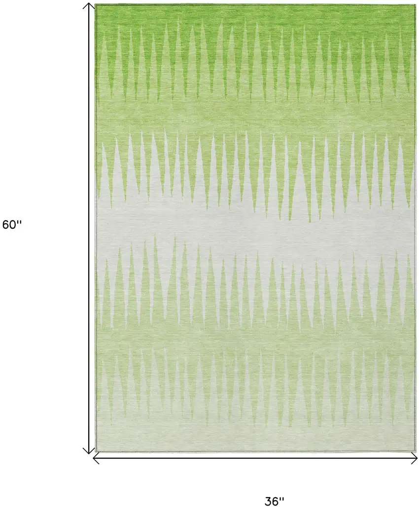 Lime Green And Ivory Striped Washable Indoor Outdoor Area Rug Photo 3