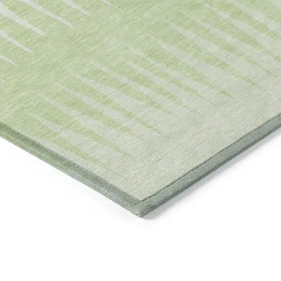Lime Green And Ivory Striped Washable Indoor Outdoor Area Rug Photo 5