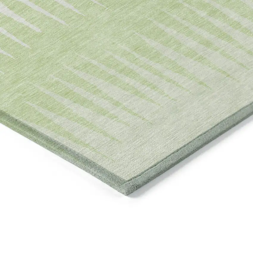 Lime Green And Ivory Striped Washable Indoor Outdoor Area Rug Photo 5