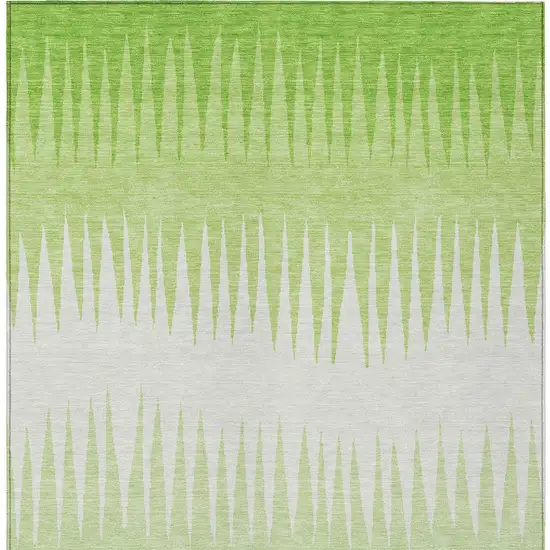 Lime Green And Ivory Striped Washable Indoor Outdoor Area Rug Photo 8