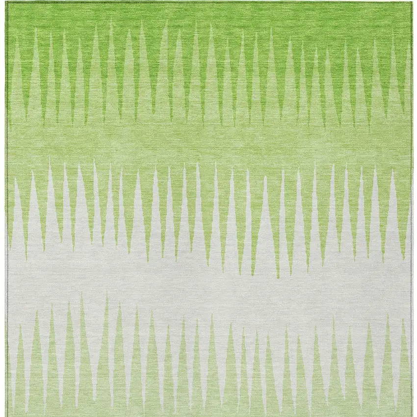 Lime Green And Ivory Striped Washable Indoor Outdoor Area Rug Photo 8